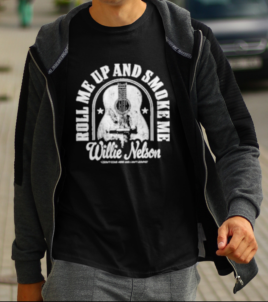 Roll Me Up And Smoke Me Willie Nelson Guitar T-Shirt