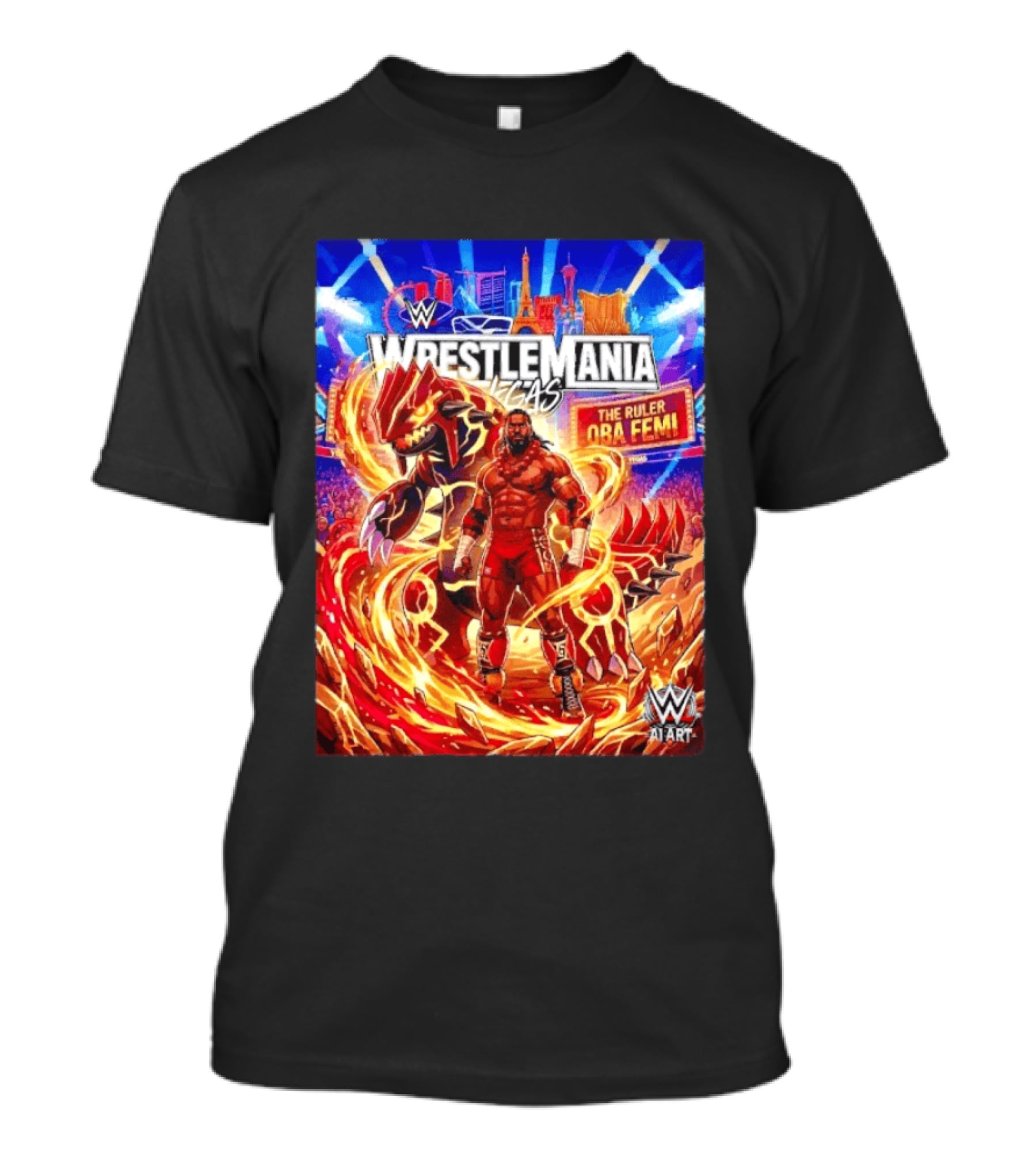 WrestleMania Vegas Pokémon Groudon X The Ruler Oba Femi WWE Superstar T-Shirt
