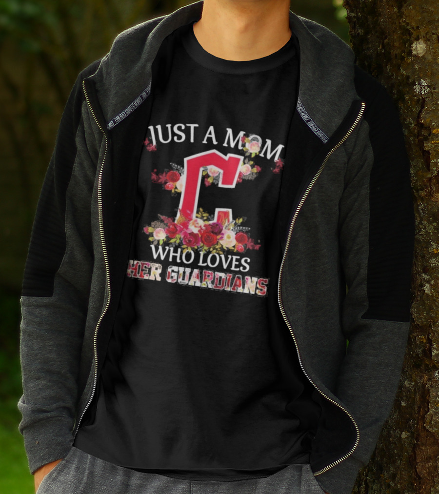 Just A Mom Who Loves Her Cleveland Guardians Floral Baseball Fan T-Shirt