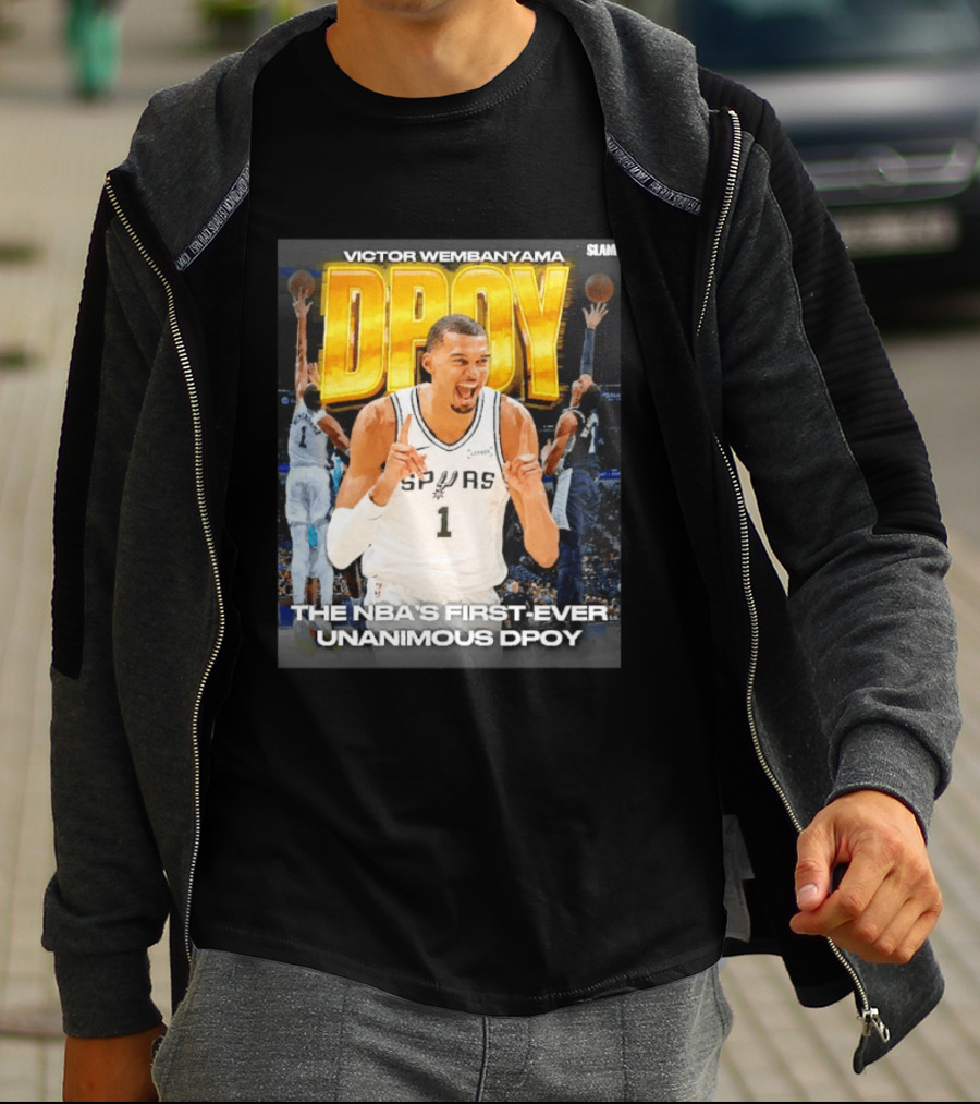 Victor Wembanyama Spurs Basketball NBA First Ever Unanimous DPOY Recognition T-Shirt