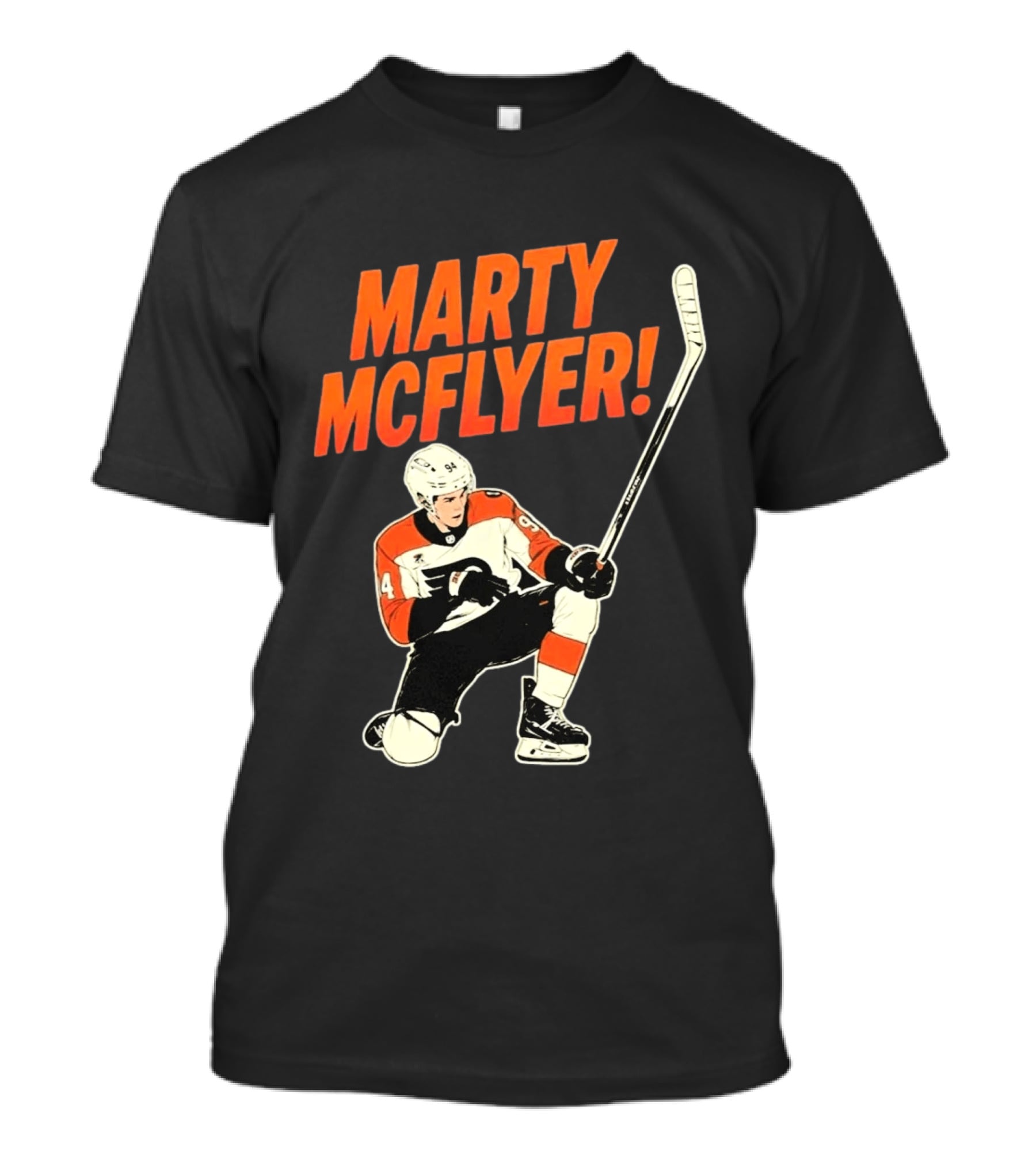 Marty McFlyer 94 Hockey Player In Action T-Shirt