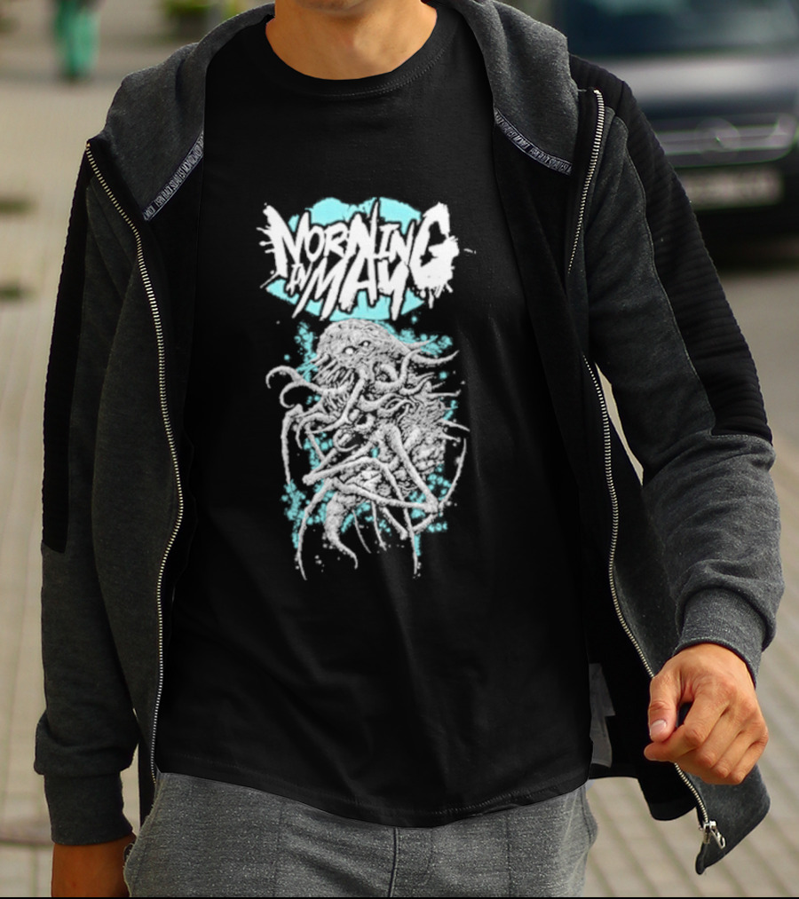 Morning In May Monster Splatter Style Aqua White T-Shirt