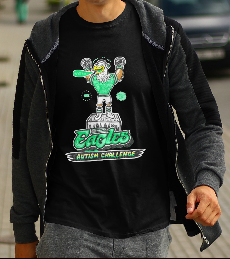 Philadelphia Eagles Autism Challenge Go Birds Boxing Philly 250 T-Shirt