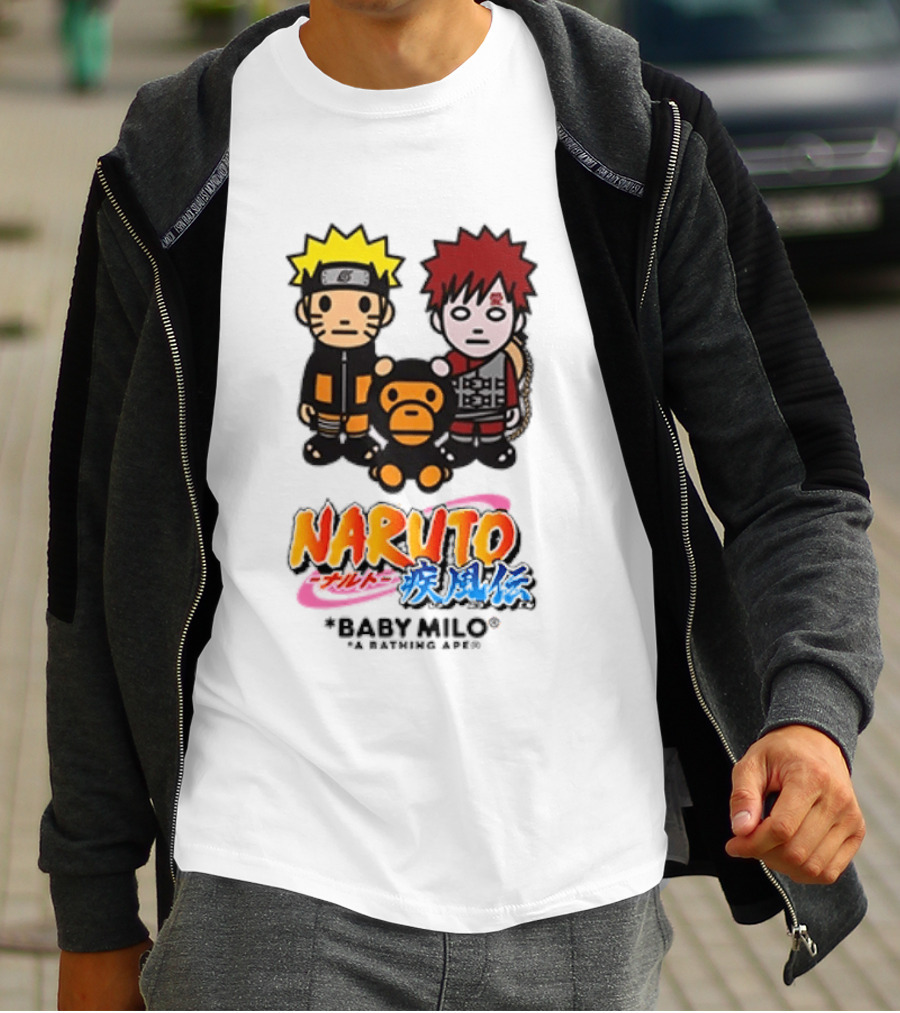 Naruto Baby Milo A Bathing Ape Collaboration With Gaara And Baby Milo Characters T-Shirt