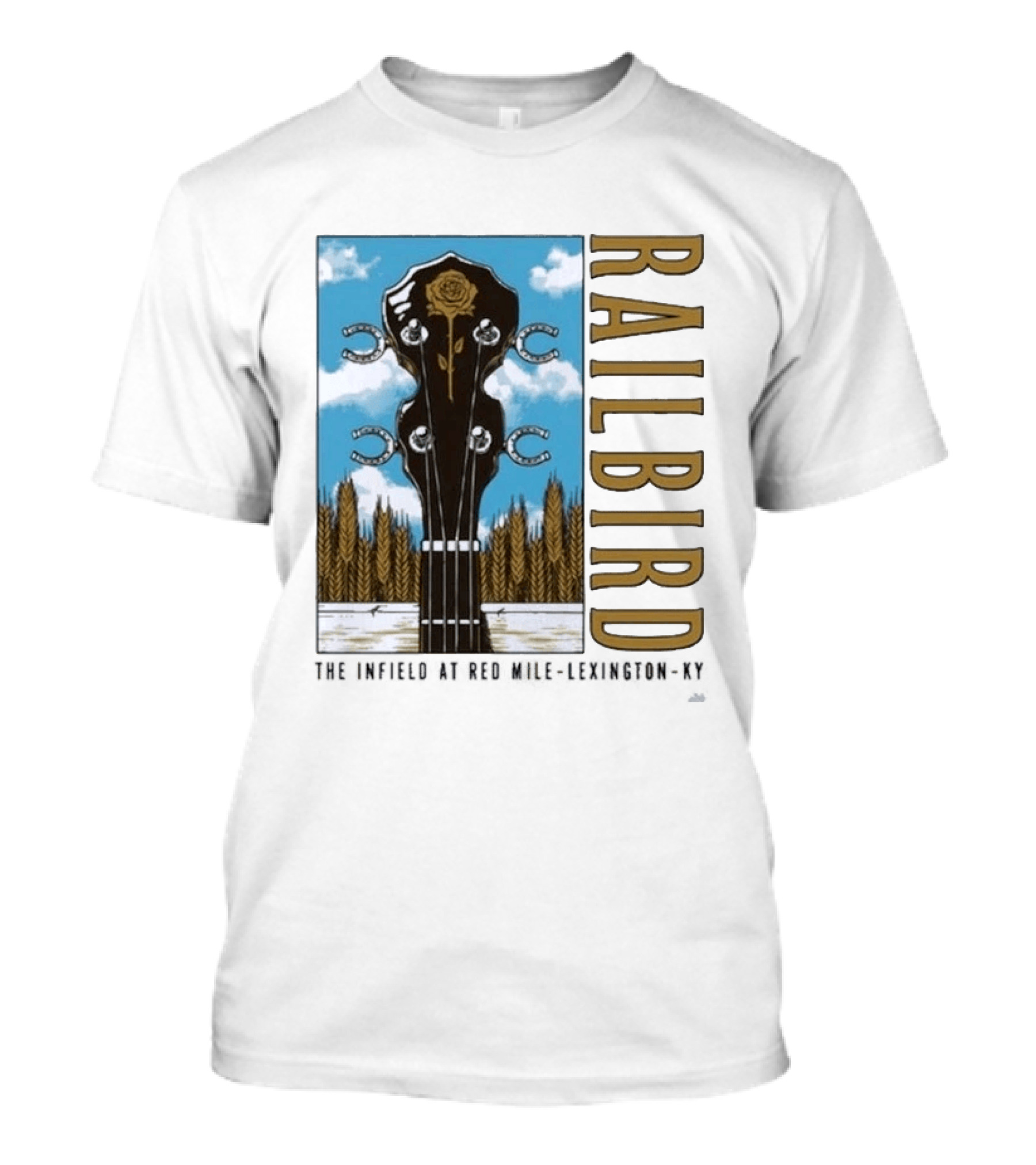 Railbird Festival June 6 7 2026 The Infield At Red Mile Lexington KY Banjo And Horseshoe T-Shirt