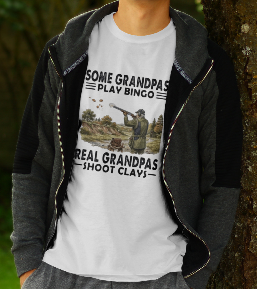 Some Grandpas Play Bingo Real Grandpas Shoot Clays Hunting Scene T-Shirt