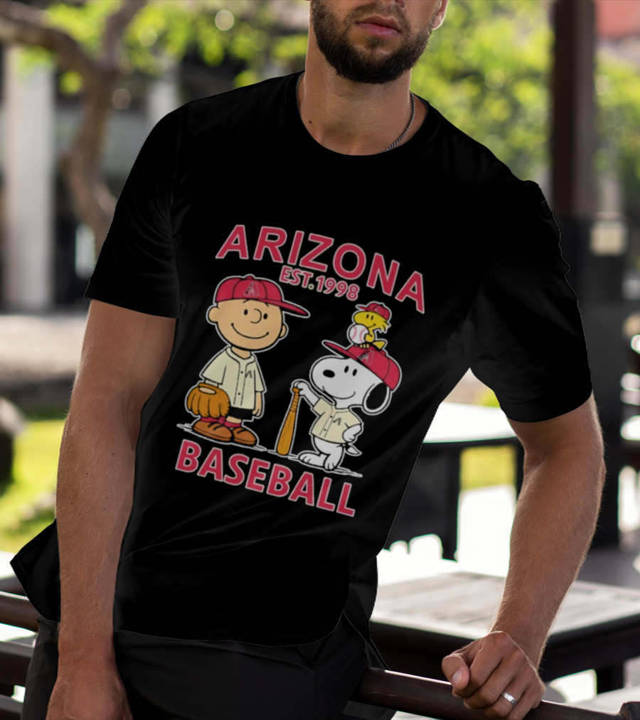 Arizona Est. 1998 Snoopy Woodstock Baseball Team Brown T-Shirt