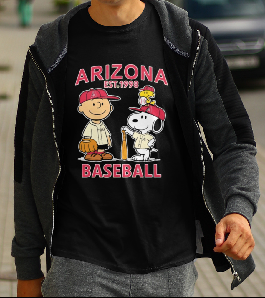Arizona Est. 1998 Snoopy Woodstock Baseball Team Brown T-Shirt