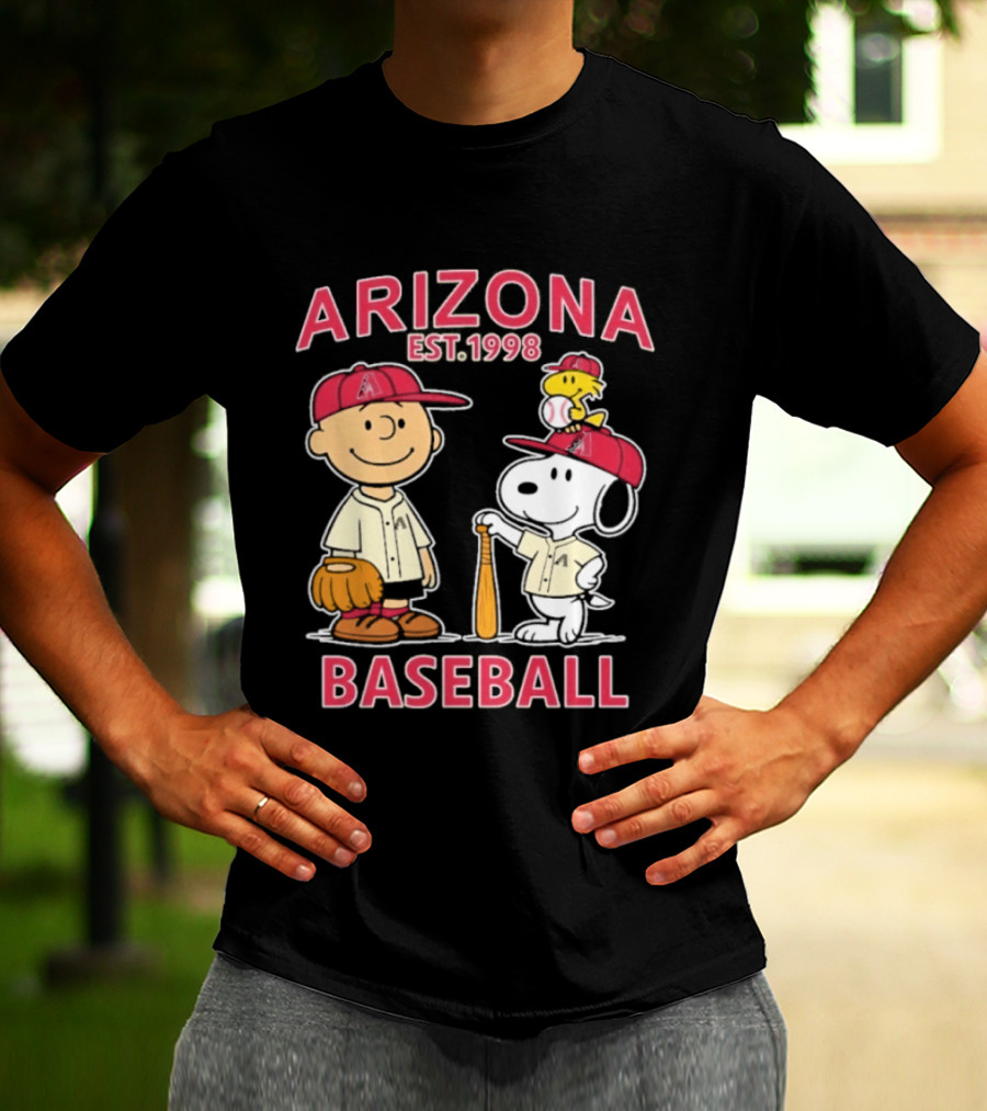 Arizona Est. 1998 Snoopy Woodstock Baseball Team Brown T-Shirt