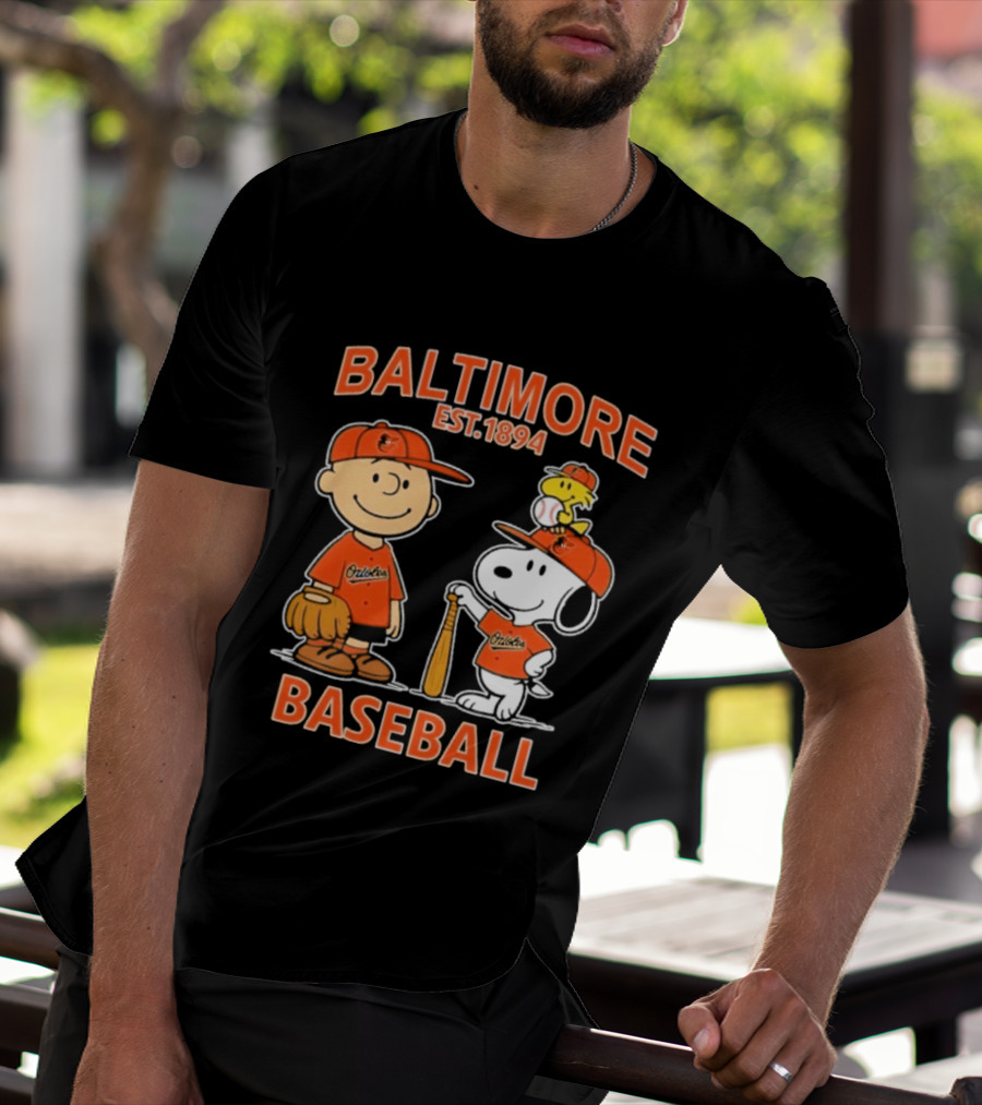 Baltimore Est. 1894 Baseball Snoopy Woodstock Charlie Brown T-Shirt