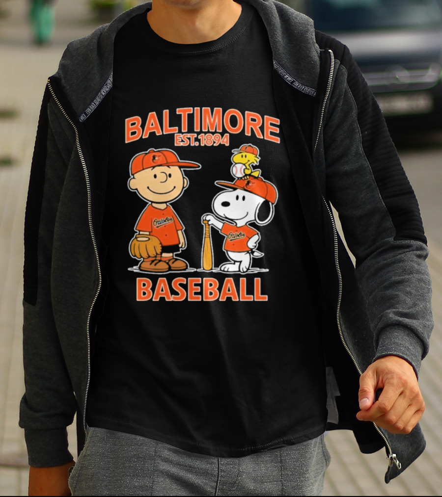 Baltimore Est. 1894 Baseball Snoopy Woodstock Charlie Brown T-Shirt
