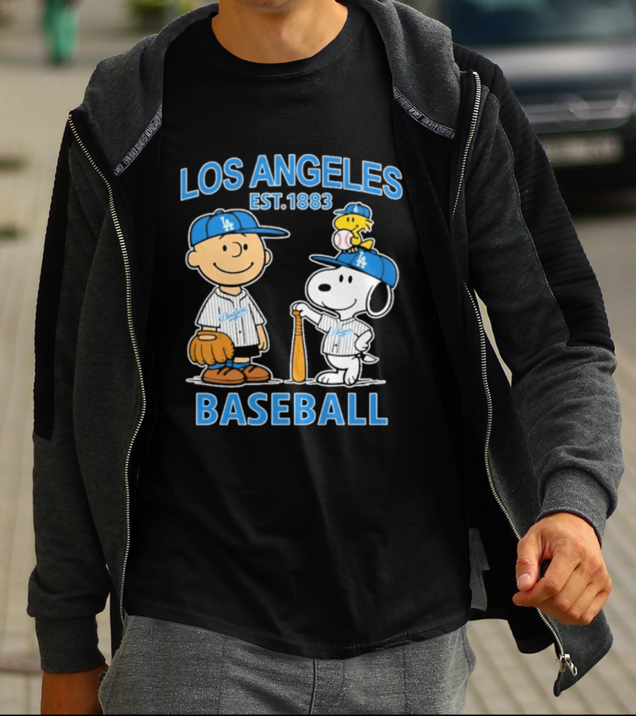 Los Angeles Baseball Est. 1883 Snoopy Woodstock Peanuts Brown T-Shirt
