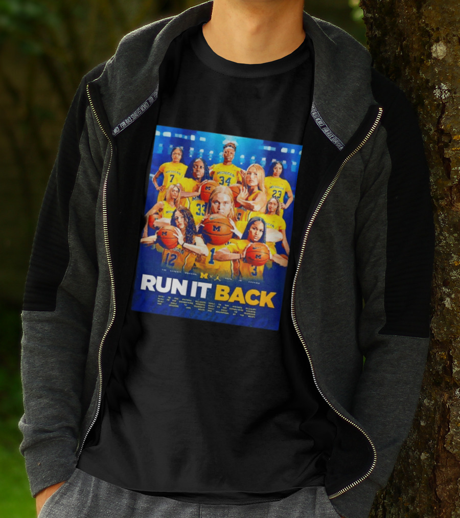 Michigan Wolverines Basketball Team Run It Back Women's Player Squad T-Shirt