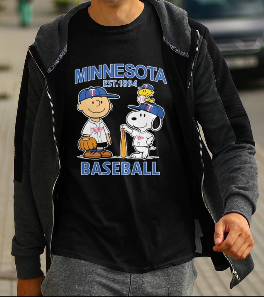 Minnesota Twins Baseball Est 1894 Snoopy Woodstock Charlie Brown T-Shirt