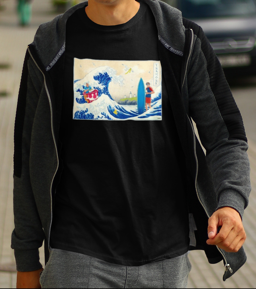 The Great Wave Tramore Surfing Scene Japan Irish Coast Fusion T-Shirt