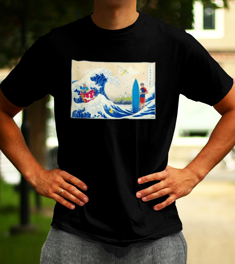 The Great Wave Tramore Surfing Scene Japan Irish Coast Fusion T-Shirt