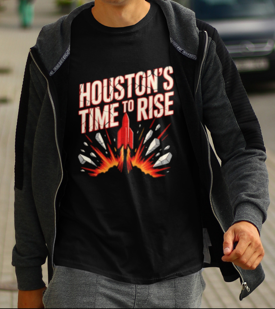 Houston's Time To Rise 2026 NBA Houston Rockets Basketball Team Explosion T-Shirt