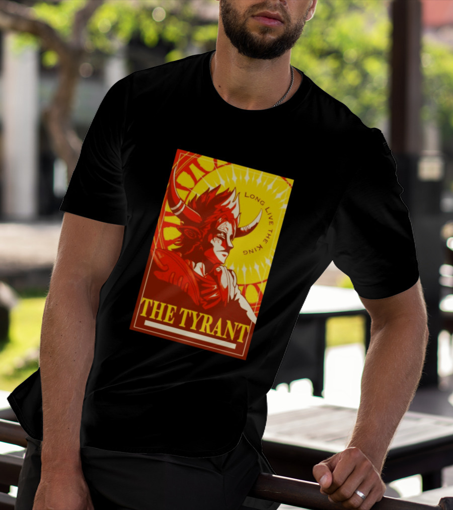 The Tyrant Long Live The King Anime Warrior With Horns Royal Sunburst T-Shirt