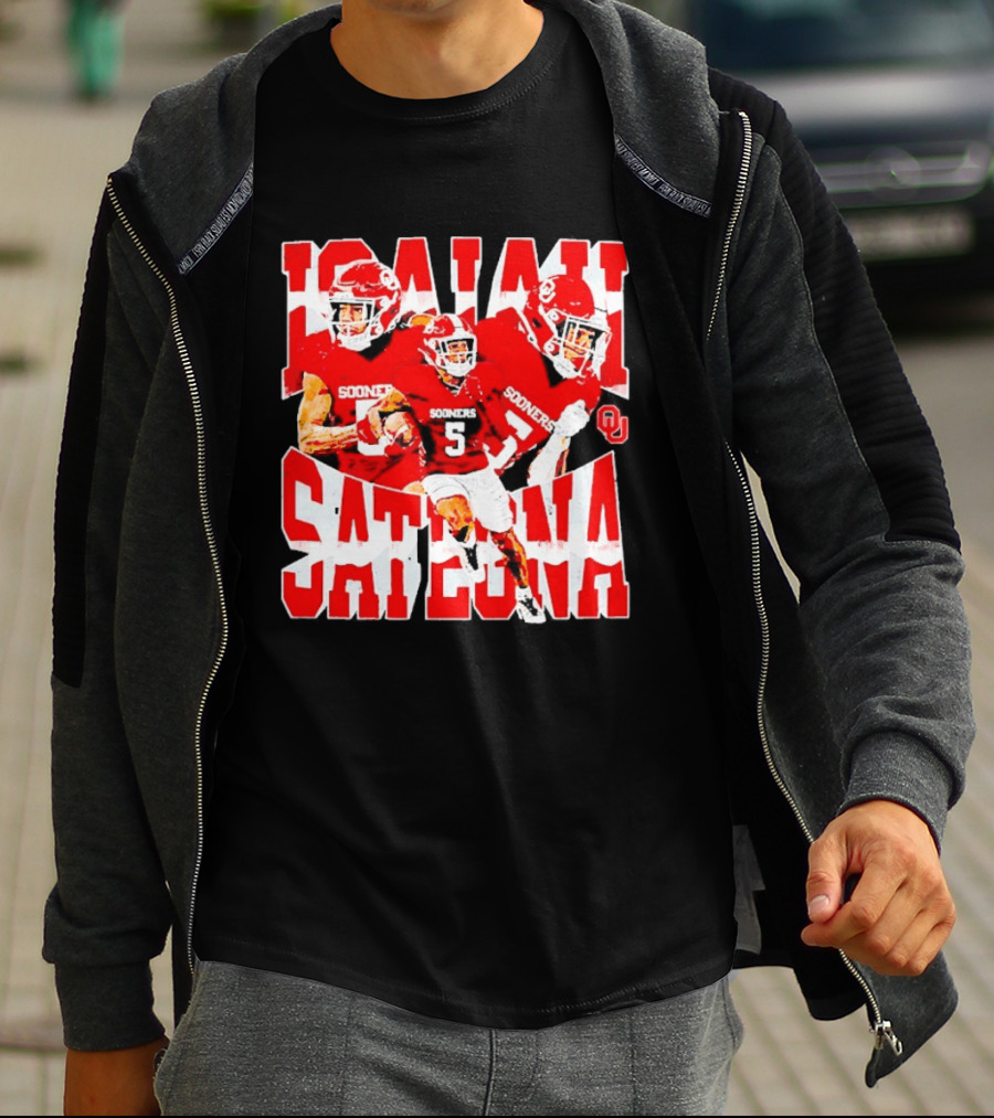 Isaiah Sategna Oklahoma Sooners 3 NCAA Football Collage T-Shirt