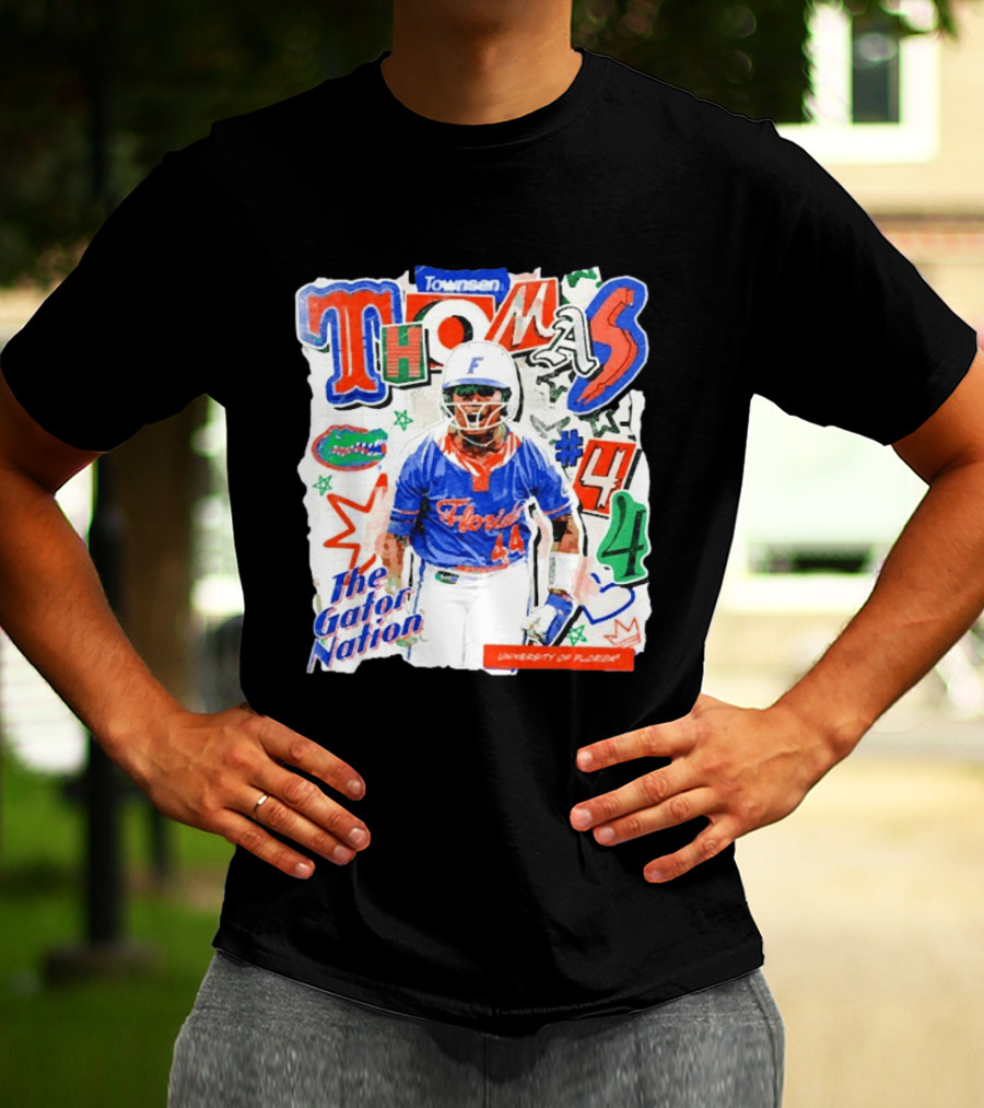 Florida Gators University Softball Player Thomas #44 The Gator Nation T-Shirt