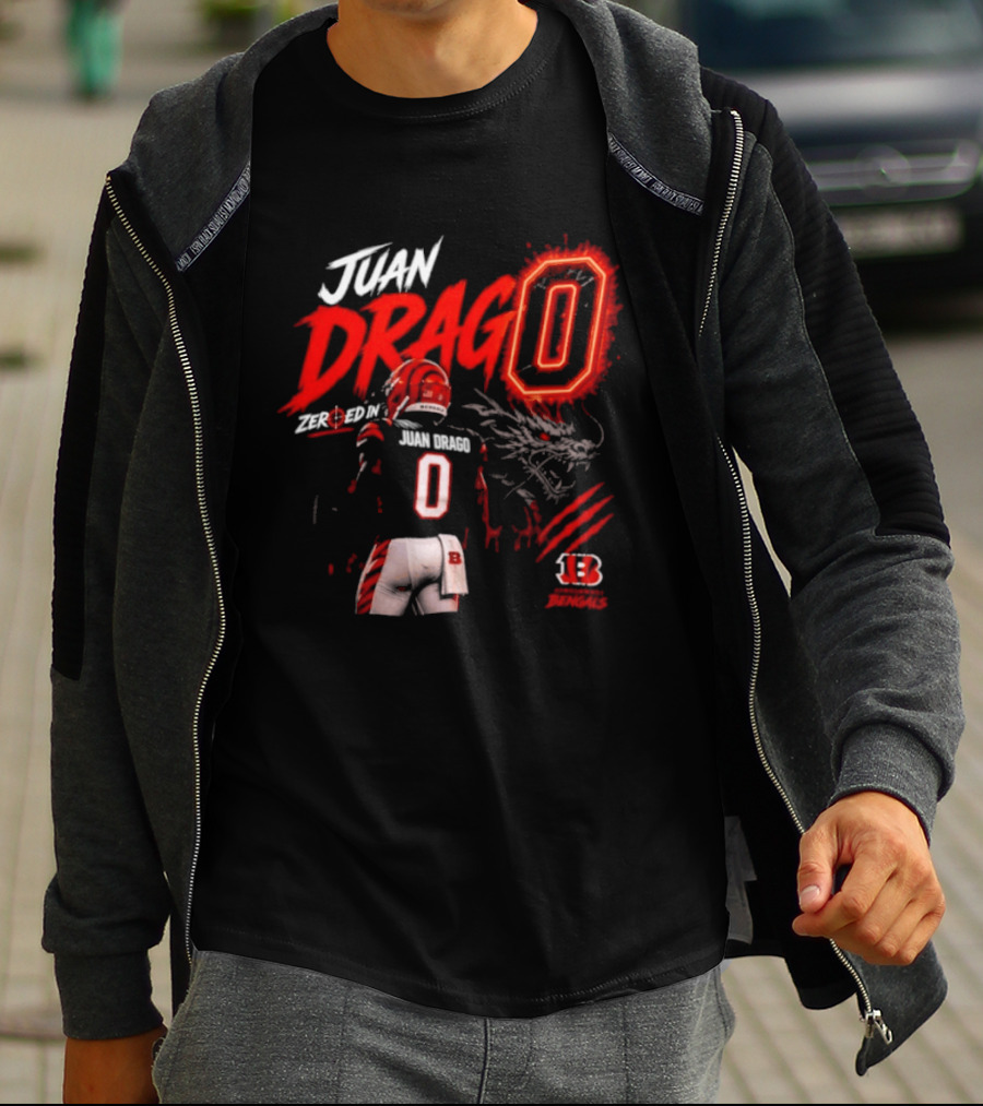 Juan Drago 0 Cincinnati Bengals Dragon Claw Football T-Shirt