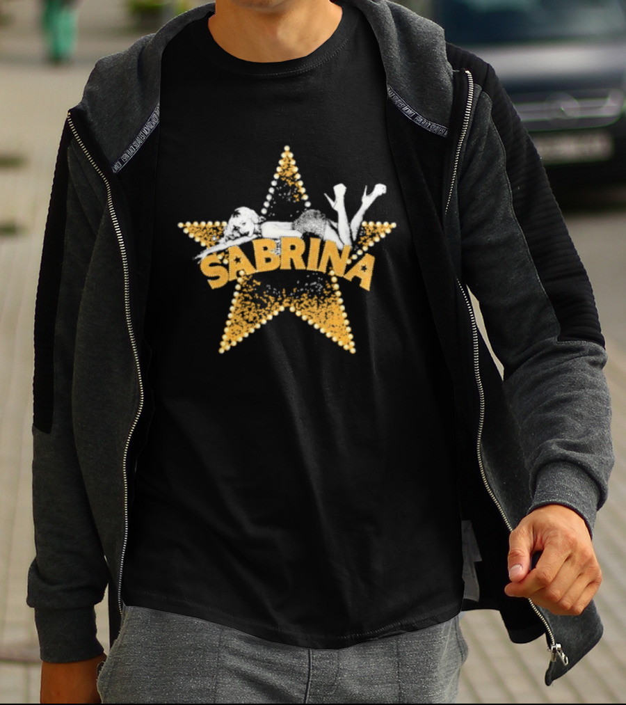 Sabrina Yellow Star With White Outline And Figure T-Shirt