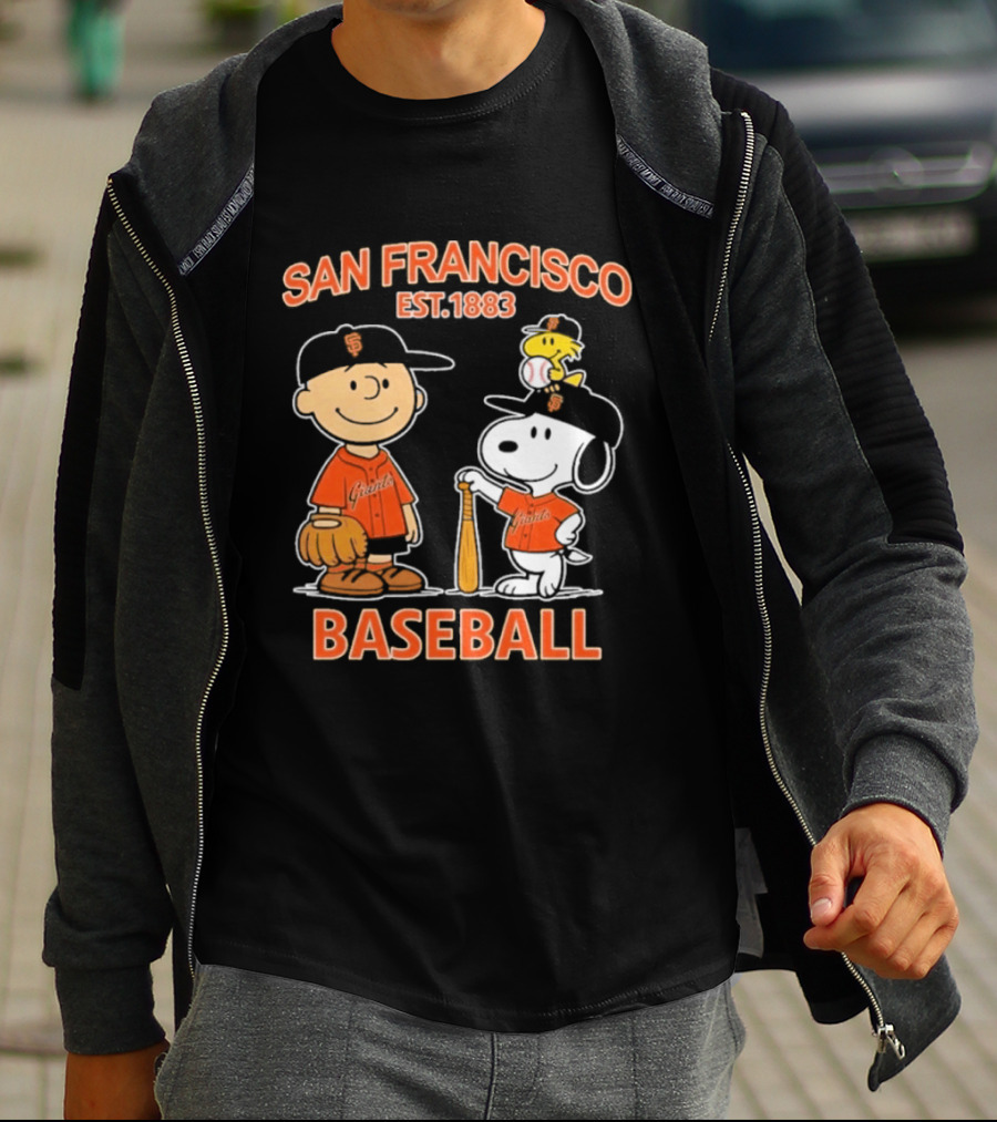 San Francisco Est 1883 Snoopy Baseball Charlie Brown Giants T-Shirt
