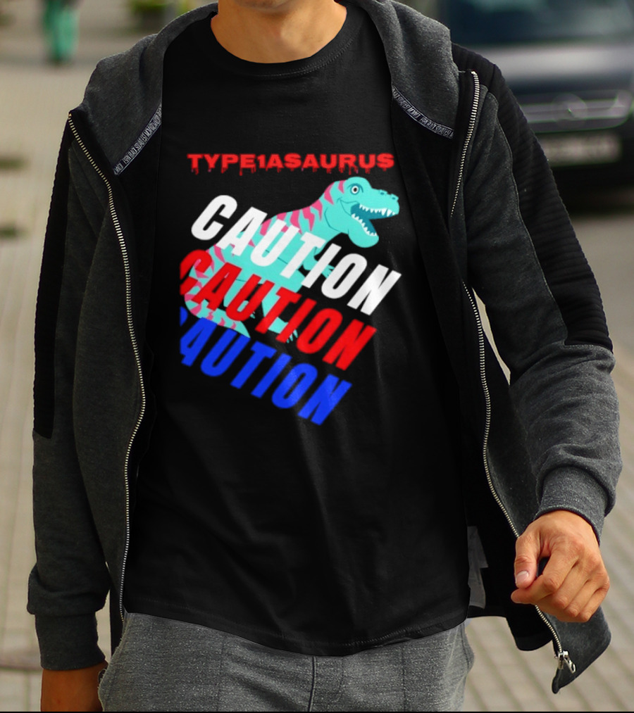 CAUTION Type1asaurus Dinosaur Warning T-Shirt