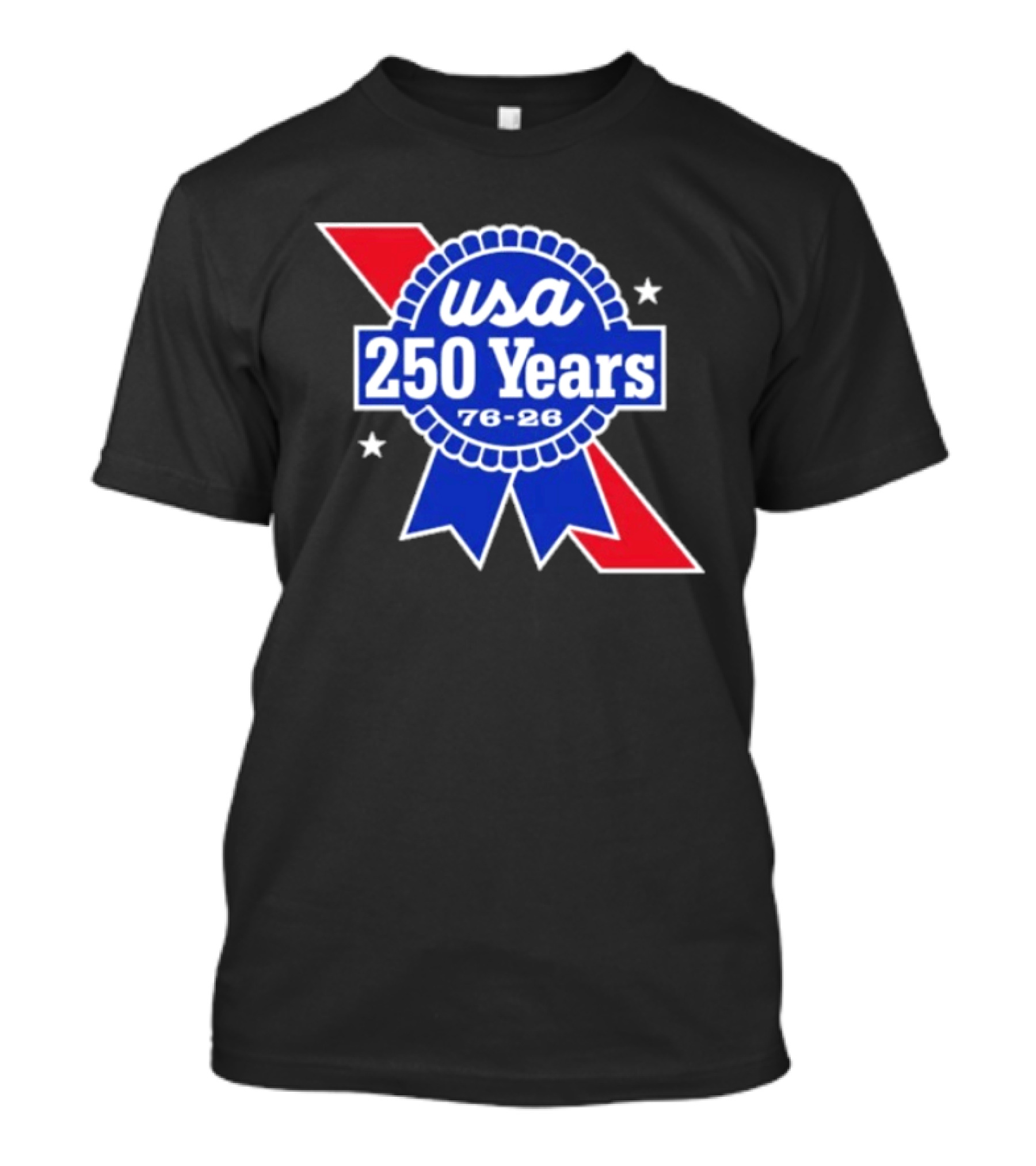 USA 250 Years Blue Ribbon 76 26 Celebration Stars T-Shirt