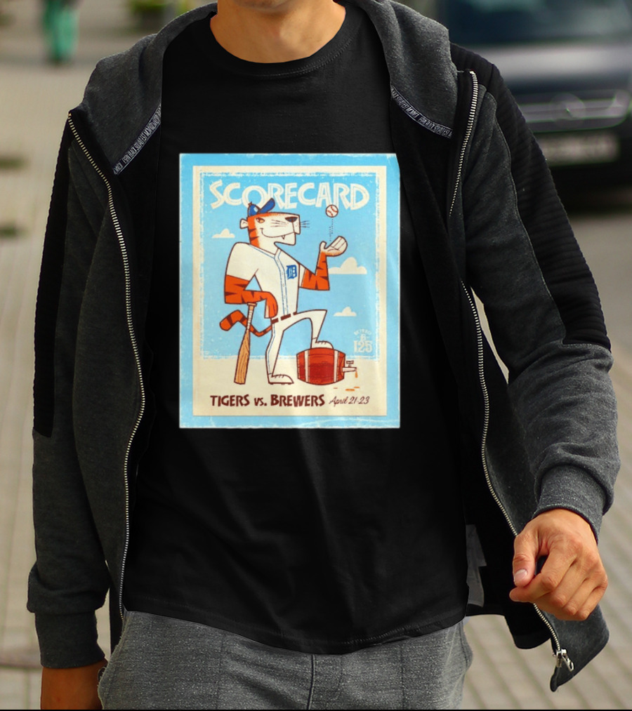 Scorecard Tigers Vs Brewers April 21 23 Retro 125 T-Shirt