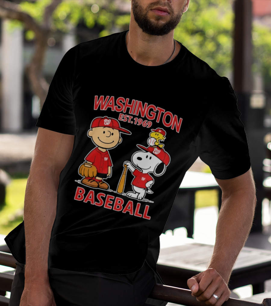 Washington Est. 1969 Snoopy Woodstock Baseball Redcaps T-Shirt