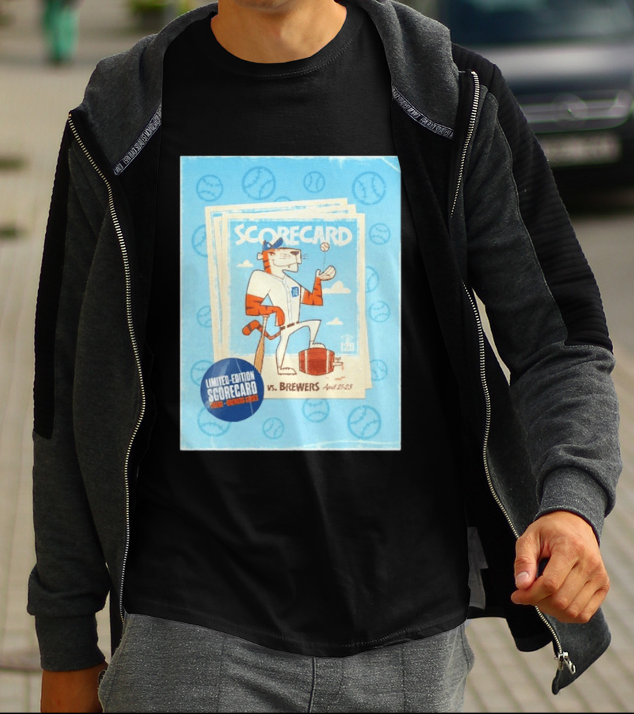 Limited Edition Scorecard Detroit Vs Brewers April 21 23 Vintage Baseball T-Shirt