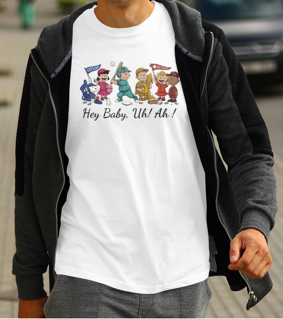 Peanuts Characters Banana Ball Hey Baby Uh Ah Baseball T-Shirt