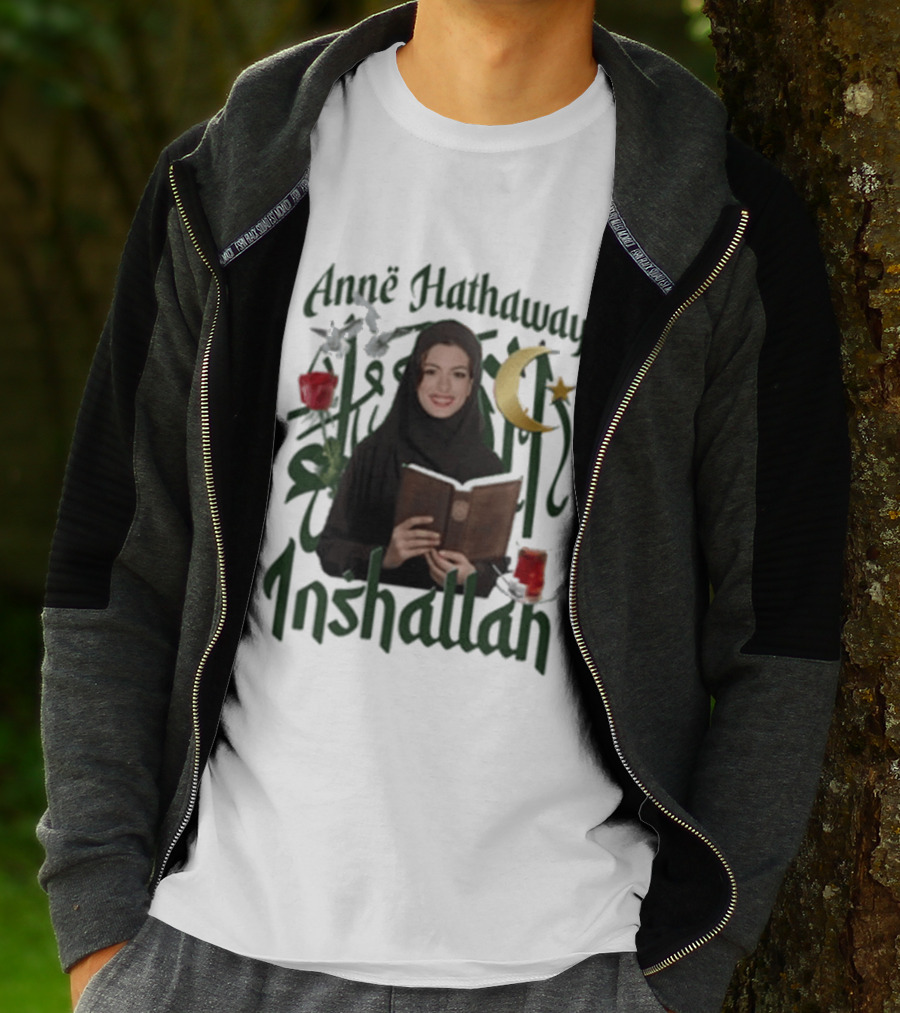Anne Hathaway Inshallah Book Crescent Moon Tea T-Shirt
