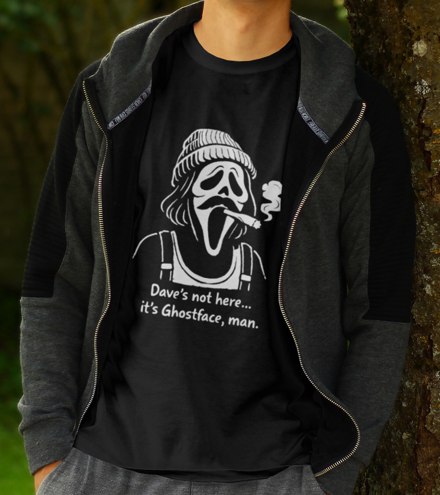 Dave's Not Here It's Ghostface Man Smoking Beanie T-Shirt