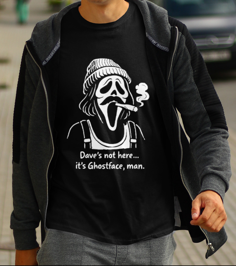 Dave's Not Here It's Ghostface Man Smoking Beanie T-Shirt