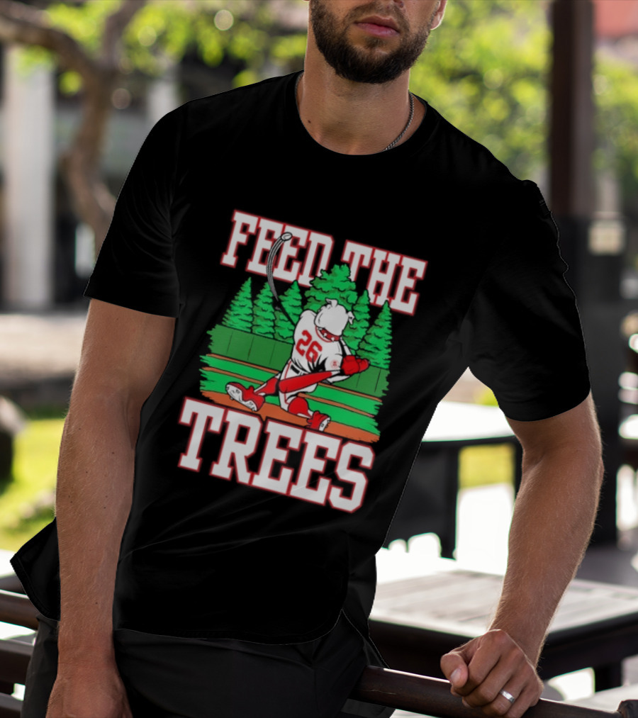 Georgia Bulldogs Feed The Trees Baseball 26 Player Swinging Bat T-Shirt