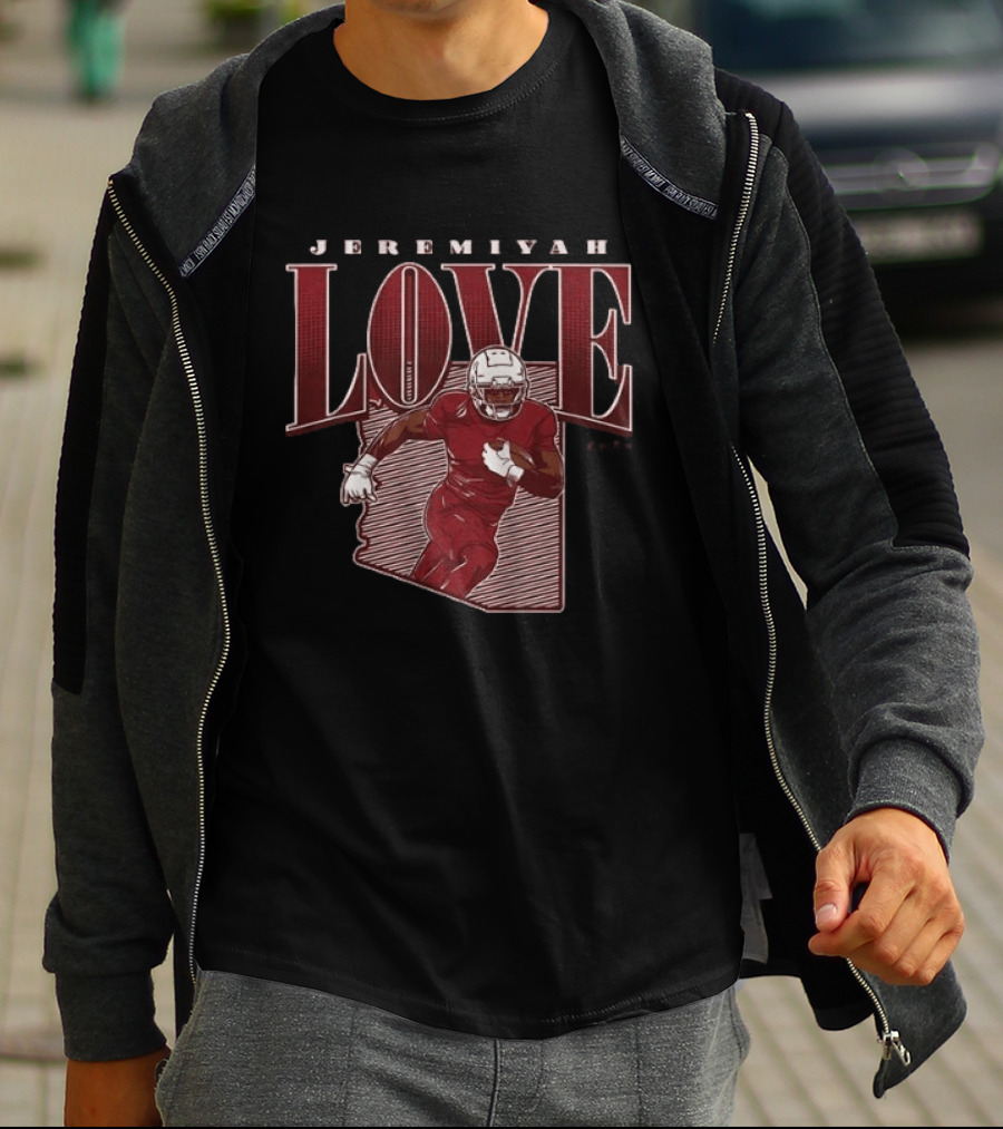 Jeremiyah Love Football Player Red State Star Remix T-Shirt