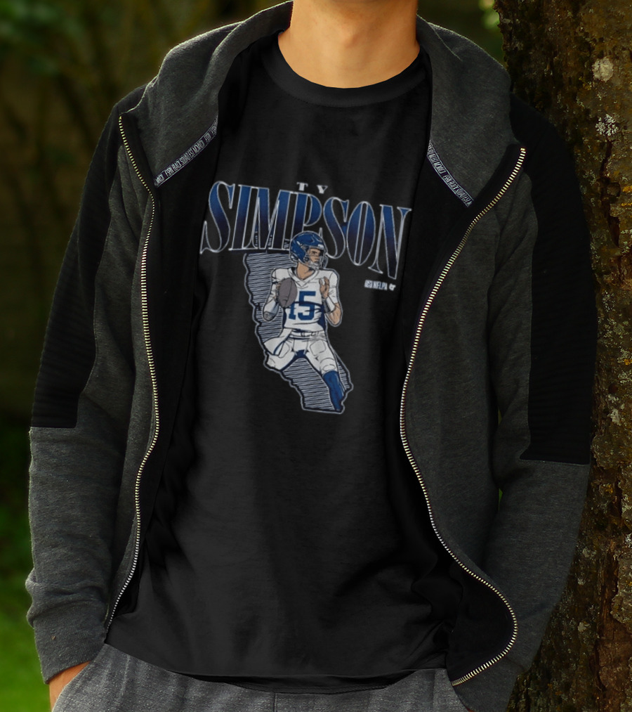 Ty Simpson Football Quarterback Illustration With Number 15 And Helmet T-Shirt