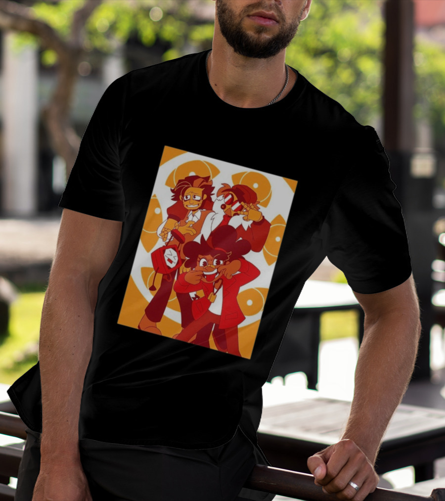 Epilogue Mural Red And White Cartoon Characters With Unique Hairstyles And Outfits T-Shirt