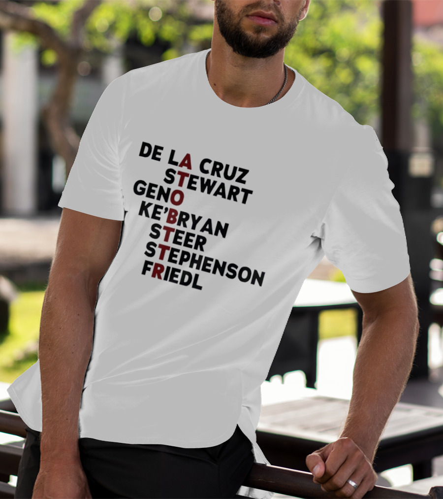 Cincinnati Baseball De La Cruz Stewart Geno Ke'Bryan Steer Stephenson Friedl ATOBTTR Names T-Shirt