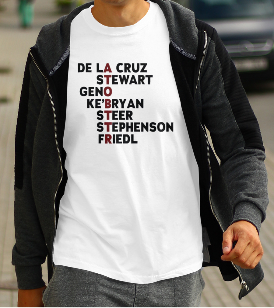 Cincinnati Baseball De La Cruz Stewart Geno Ke'Bryan Steer Stephenson Friedl ATOBTTR Names T-Shirt