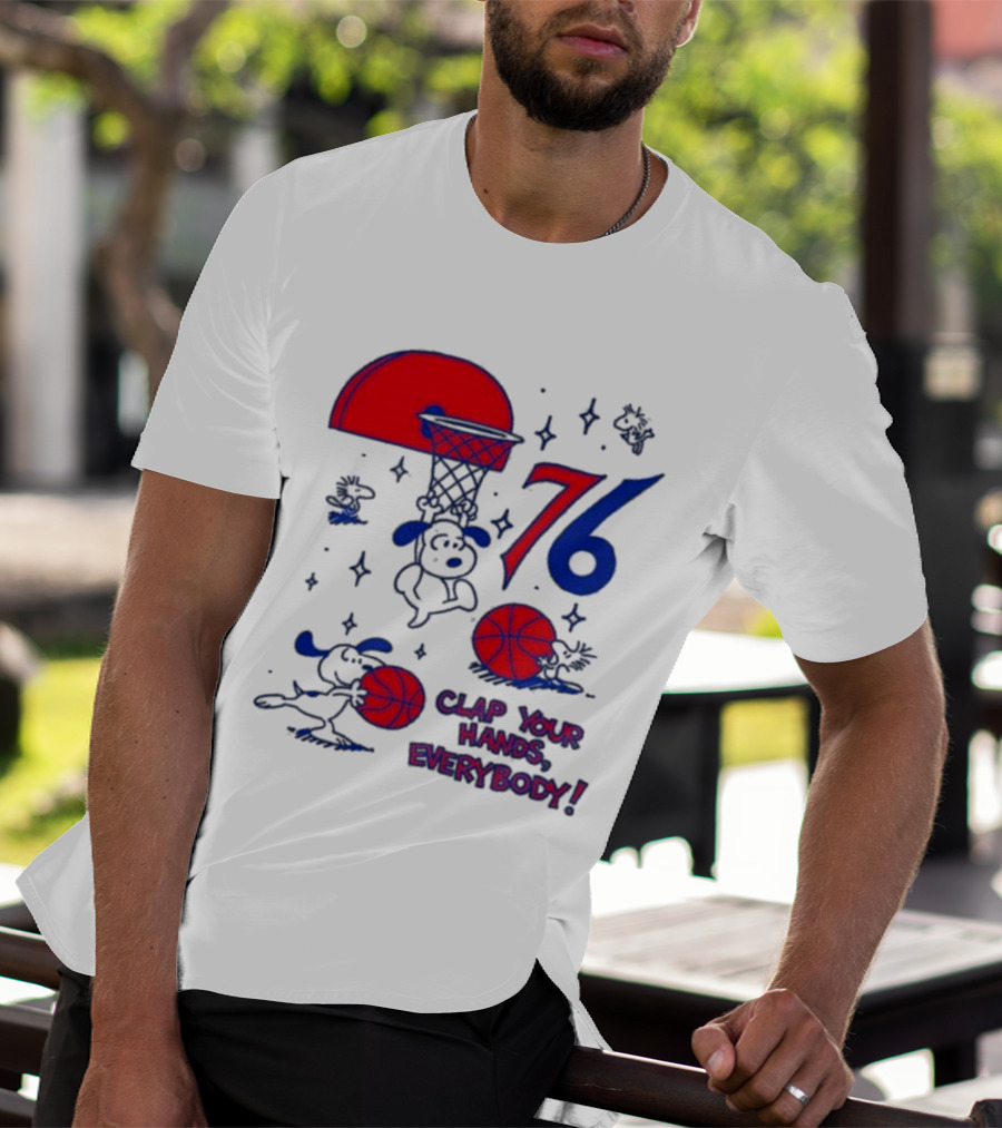 Ghost Bongo Sixers 76 Clap Your Hands Everybody Basketball Stars T-Shirt