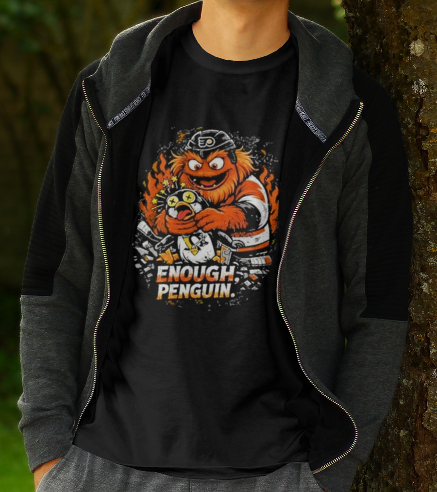 Gritty Enough Penguin Philadelphia Flyers Vs Penguins Retro Comic T-Shirt