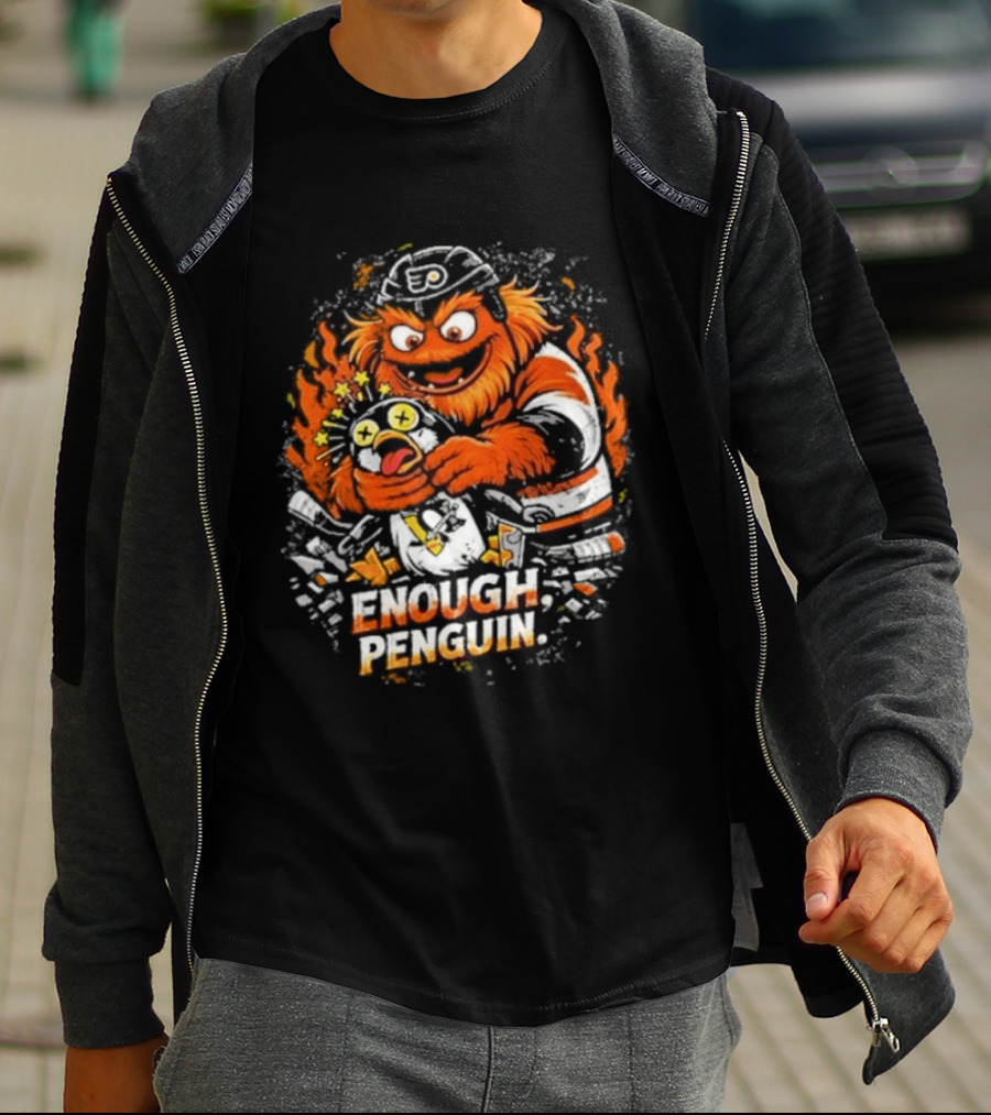 Gritty Enough Penguin Philadelphia Flyers Vs Penguins Retro Comic T-Shirt