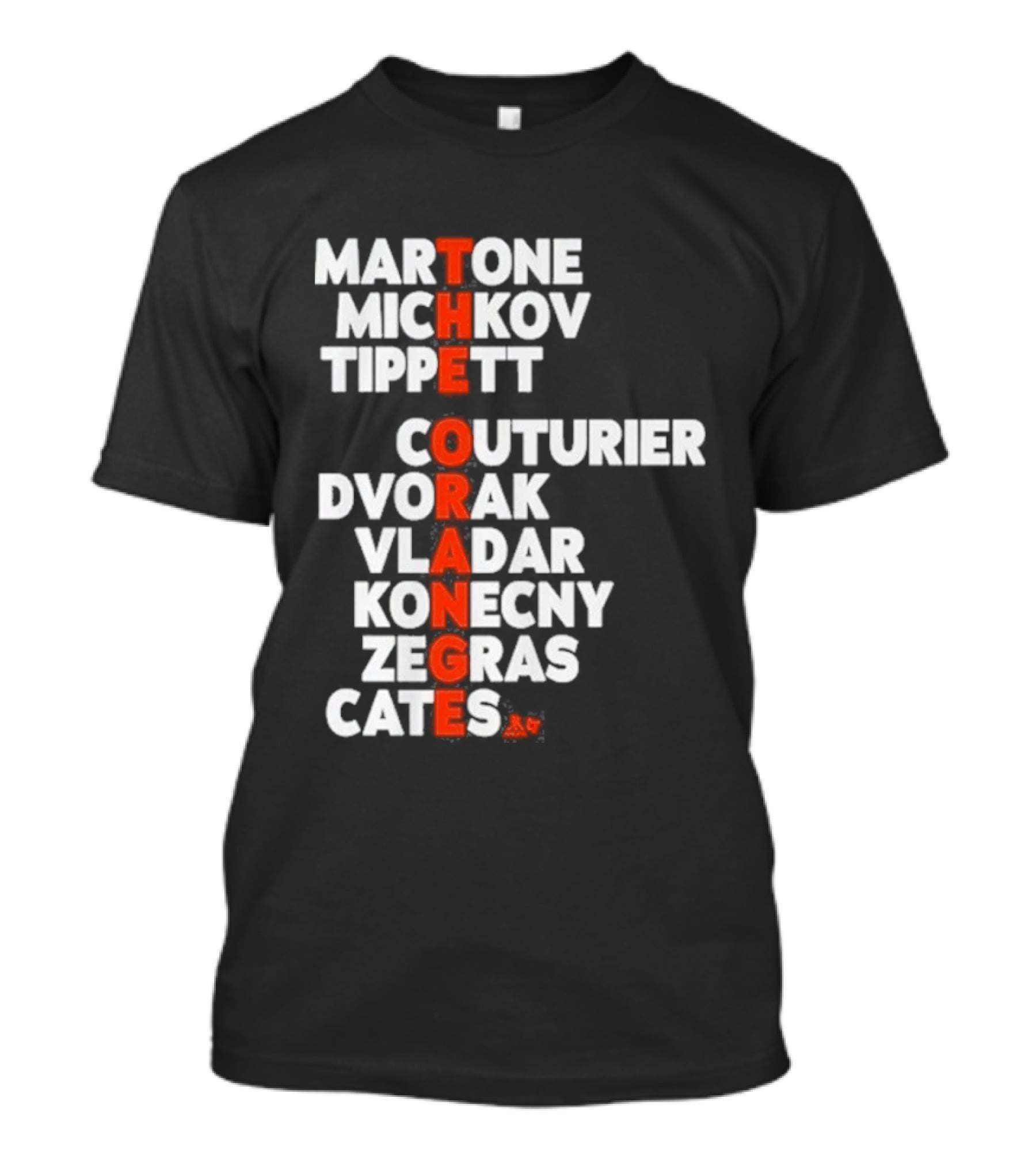 Philadelphia Hockey Martone Michkov Tippett The Orange Names Couturier Dvorak Vladar Konecny Zegras Cates T-Shirt
