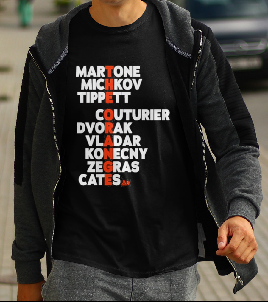 Philadelphia Hockey Martone Michkov Tippett The Orange Names Couturier Dvorak Vladar Konecny Zegras Cates T-Shirt
