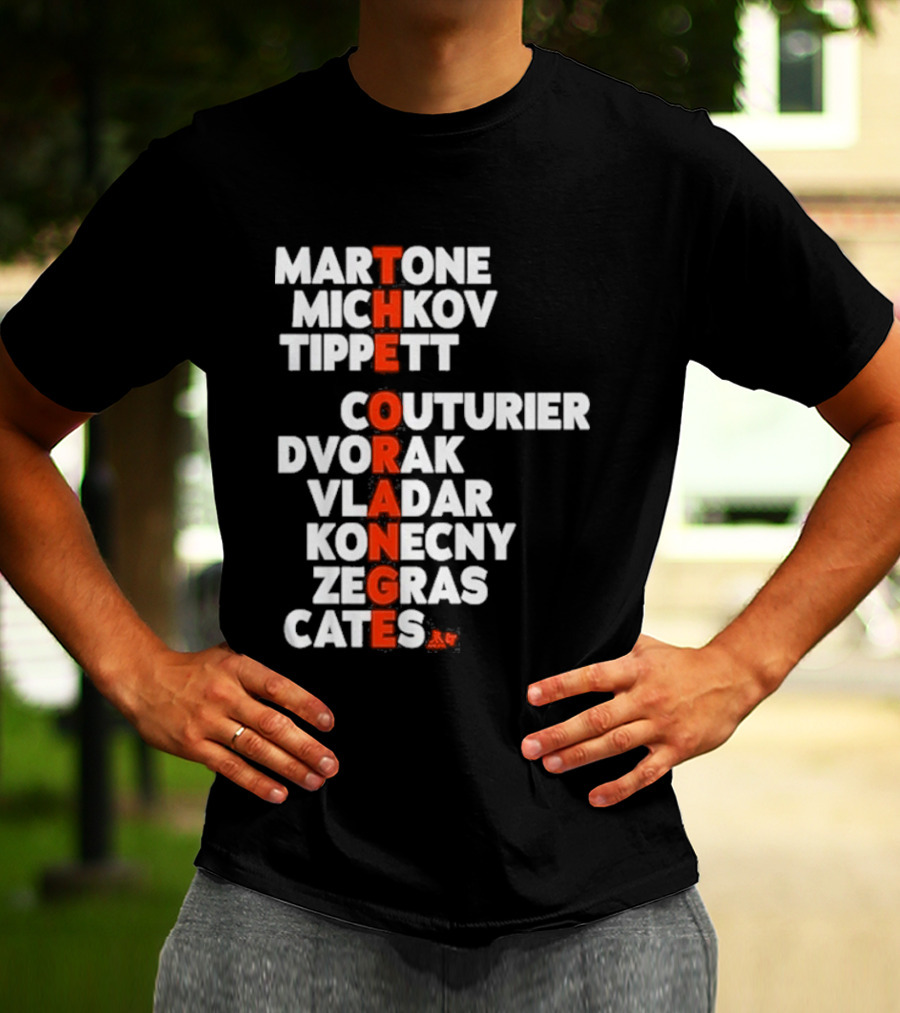 Philadelphia Hockey Martone Michkov Tippett The Orange Names Couturier Dvorak Vladar Konecny Zegras Cates T-Shirt