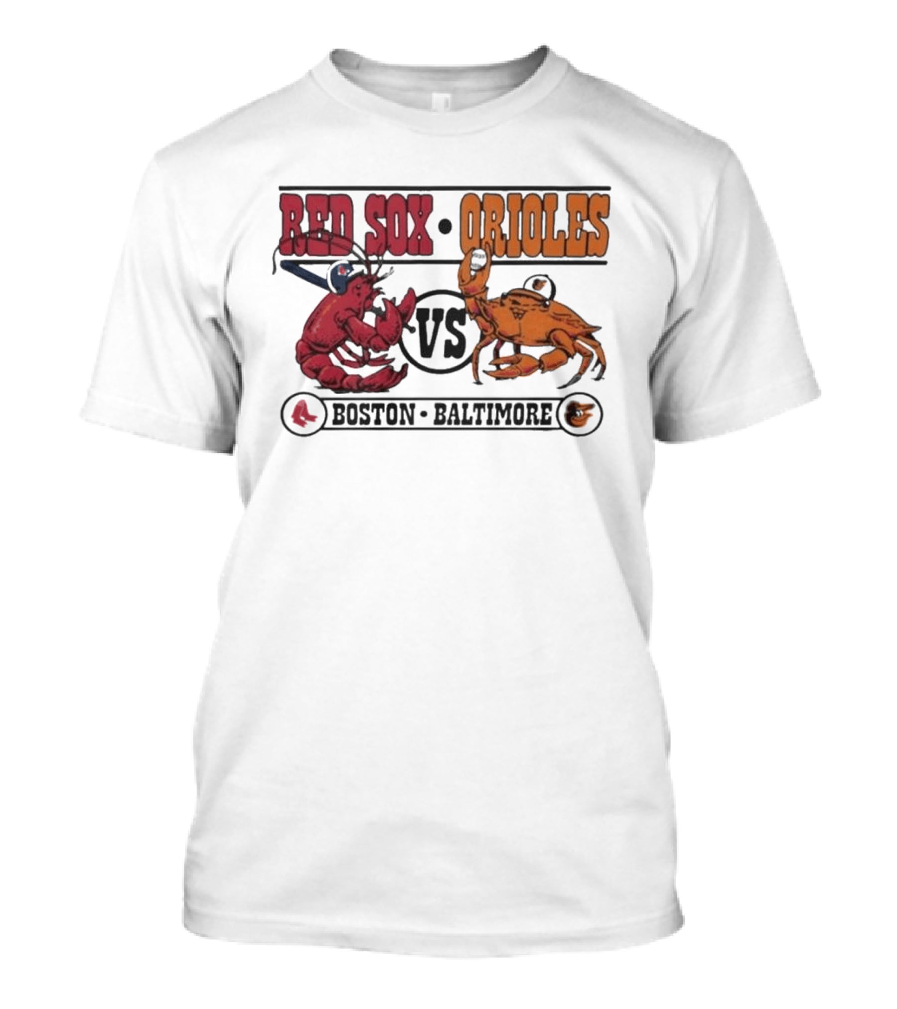 Boston Red Sox Vs Baltimore Orioles Rivalry Matchup With Lobster And Crab T-Shirt