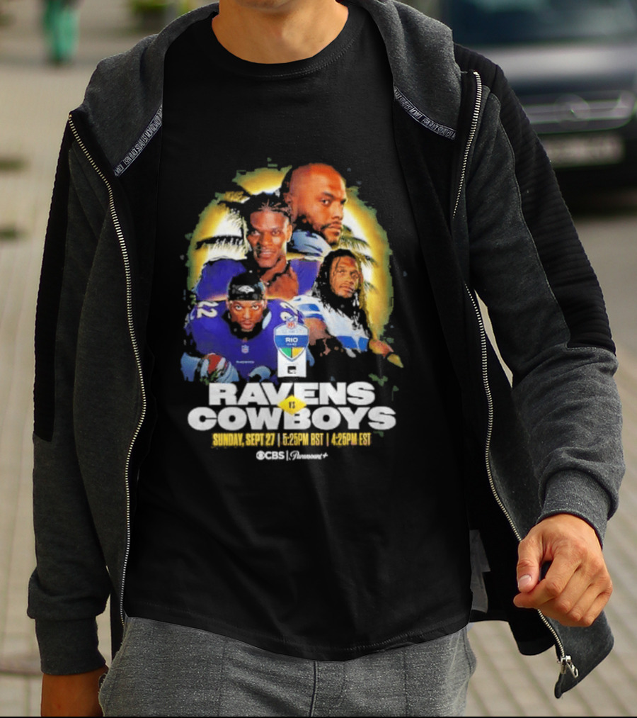 Rio Game 2026 Baltimore Ravens Vs Dallas Cowboys September 27 Matchup Sunday 1 P.M. BRT T-Shirt